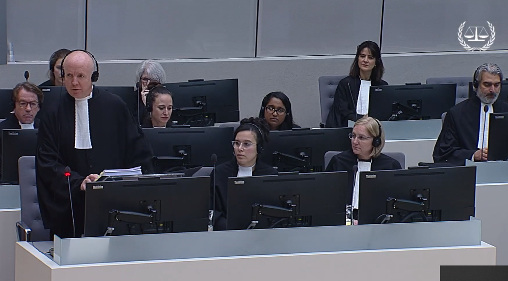 Fergal Gaynor, legal representative for 82 Afghan victims presents his arguments during the appeal at the ICC. Photo: ICC, 2019
